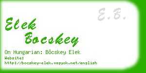 elek bocskey business card